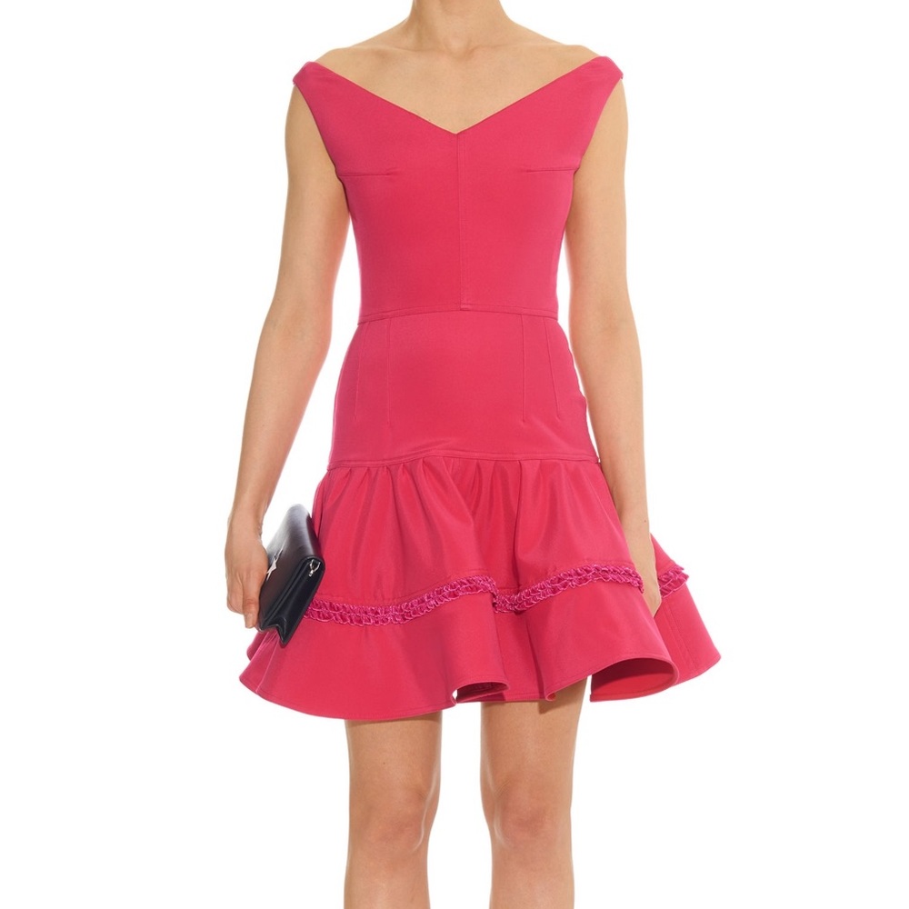 Emilio de la Morena Ruffled Mini Dress, Pink — Size 4 US / Size 8 U.K.